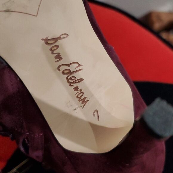 Sam Edelman Asher Lace Up Peep Toe Heeled Ankle Boots in Burgundy Size 7 - Picture 14 of 14